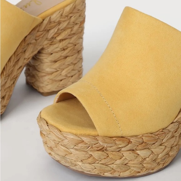 Lulus Ervyn Suede Raffia Platform Slide Sandals - Picture 4 of 9